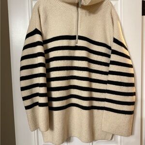 Striped Cream and Black Sweater